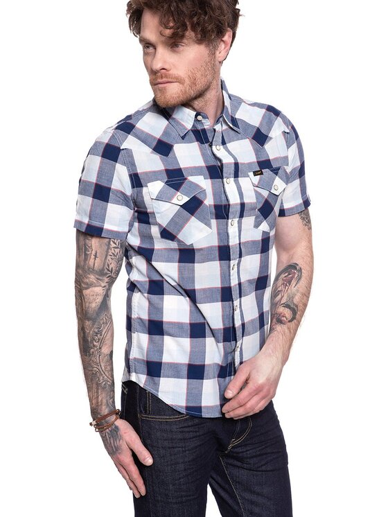 Lee Lee Koszula SS WESTERN Biały Slim Fit