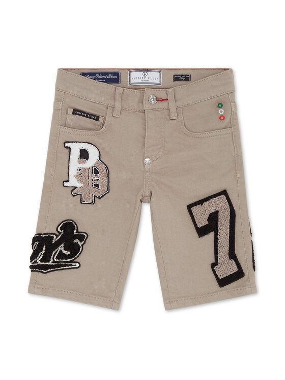 PHILIPP PLEIN PHILIPP PLEIN Szorty jeansowe 27769 Beżowy Basic Fit