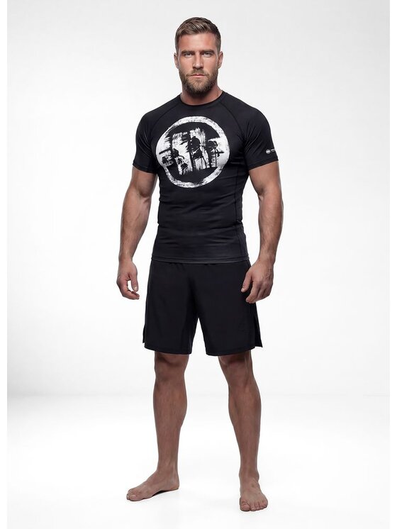 PITBULL PITBULL Koszulka techniczna LOGO PALMS Czarny Regular Fit