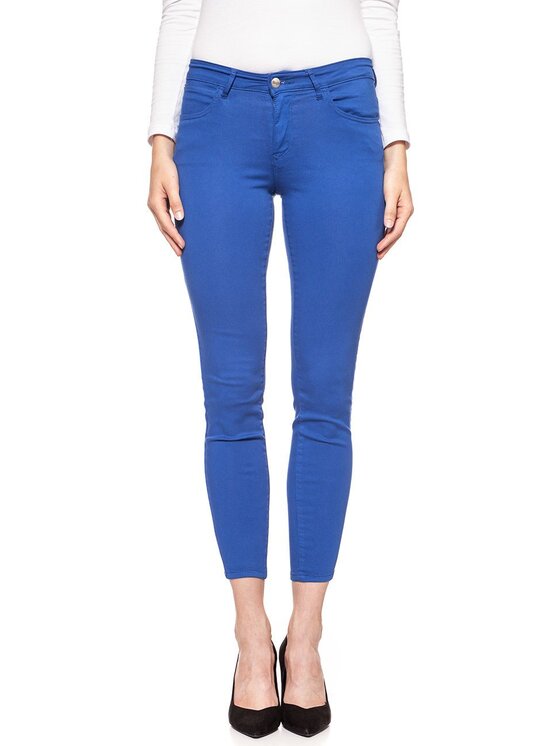 Wrangler Wrangler Spodnie materiałowe SKINNY CROP Niebieski Slim Fit