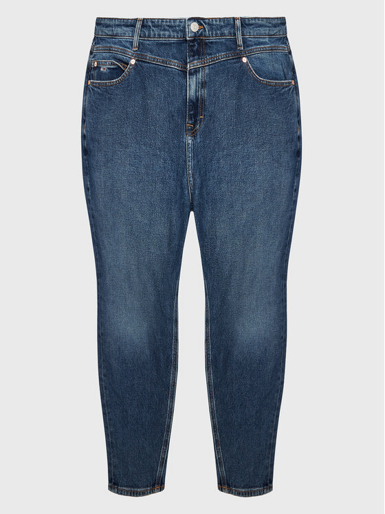 Tommy Jeans Curve Jeans hlače Yoke DW0DW14816 Modra Mom Fit