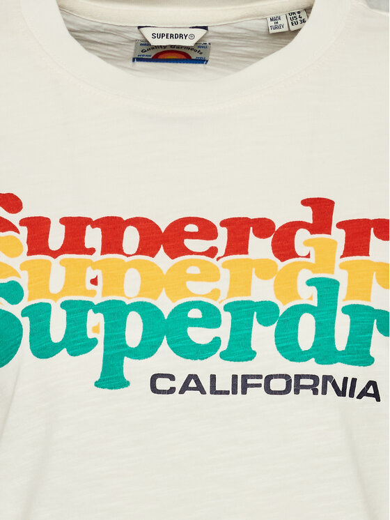 Superdry Superdry T-krekls Vintage Cali Stripe W1010847A Écru Regular Fit