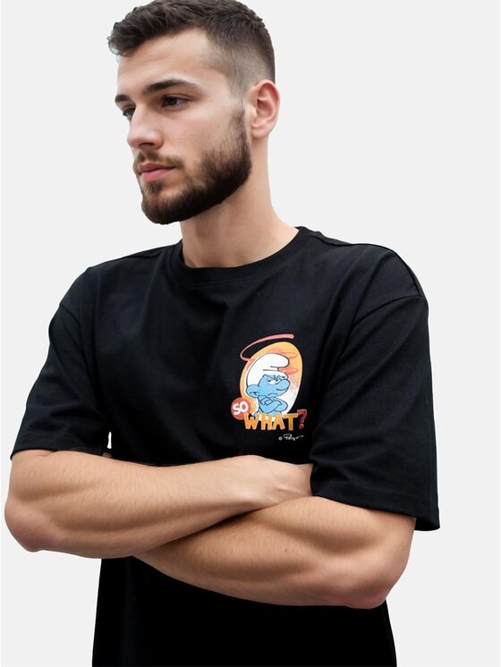 Smerfy Smerfy T-Shirt 118613 Czarny Oversize