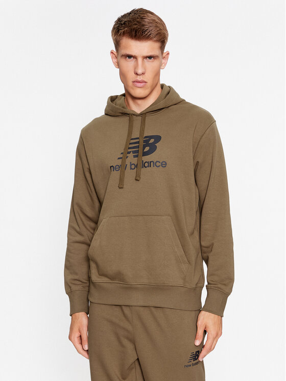 New Balance Džemperis ar kapuci Essentials Stacked Logo French Terry Hoodie MT31537 Brūns Regular Fit