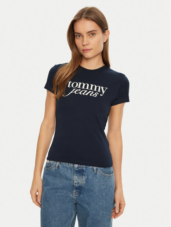 Tommy Jeans T-krekls Essential DW0DW19447 Tumši zils Slim Fit