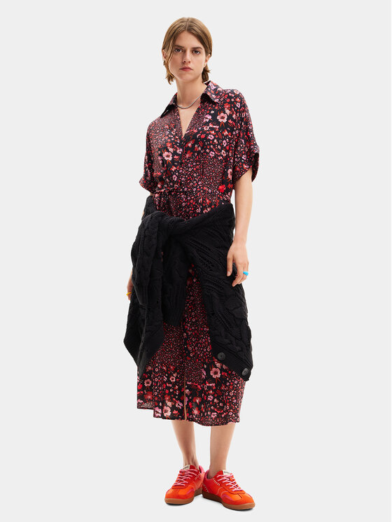 Desigual Desigual Rochie tip cămașă Candela 24SWVW41 Negru Loose Fit