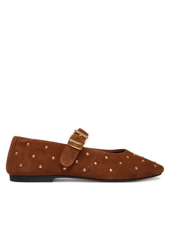 Tommy Hilfiger Tommy Hilfiger Baleriny Th Buckle Suede Stud Ballerina FW0FW09666 Brązowy