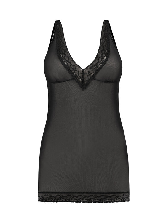 Teyli Teyli Koszula nocna siateczkowa Herty Czarny Slim Fit