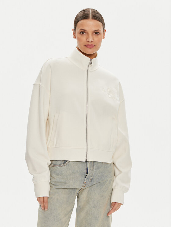 Calvin Klein Jeans Calvin Klein Jeans Pulóver Satin Applique J20J223922 Ekru Relaxed Fit