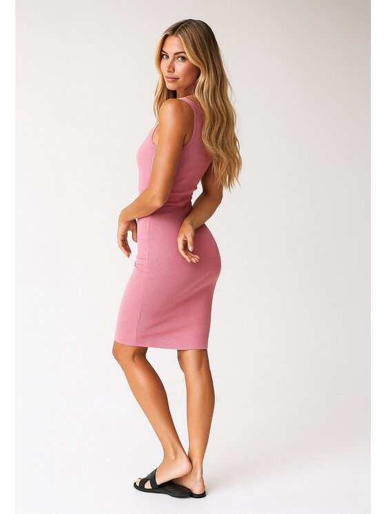 Nudyess Nudyess Letné šaty Tina mimi z prążka Ružová Fitted Fit