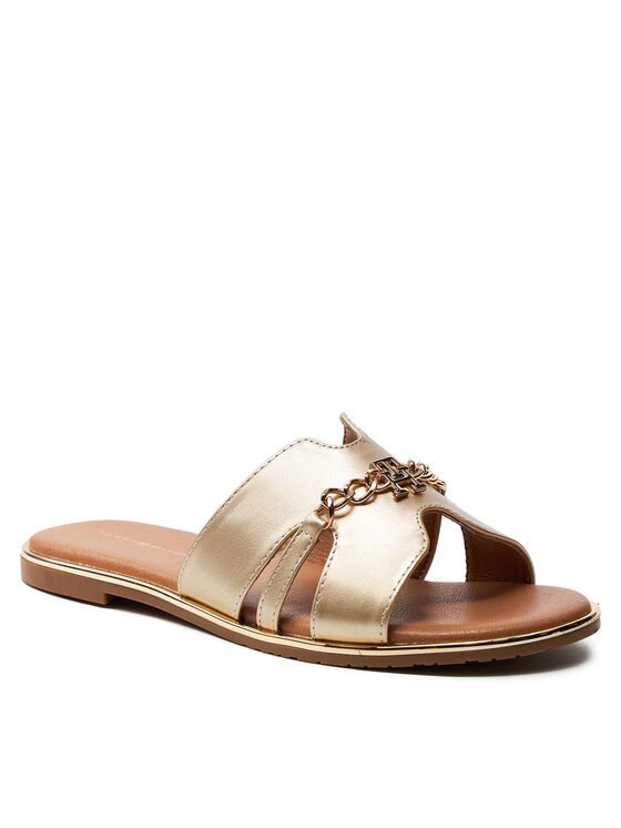 Tommy Hilfiger Tommy Hilfiger Klapki Flat Side T3A2-33250-1372 Złoty