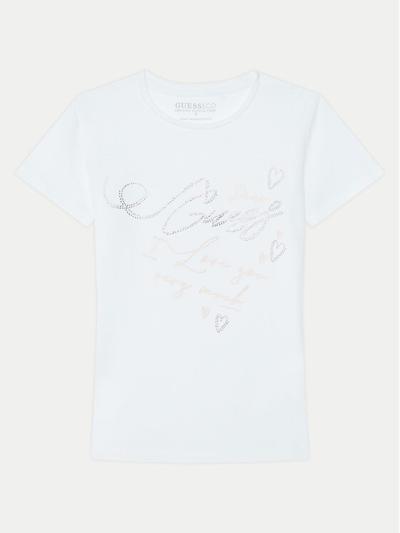 Guess Guess Tričko J5RI38 K6YW4 Biela Regular Fit