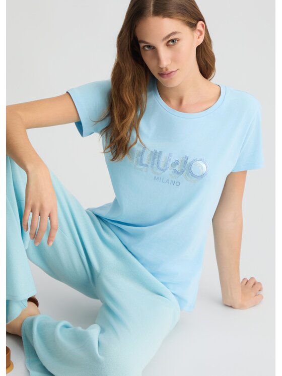 Liu Jo Liu Jo T-shirt TA5214JS003M9123 Celeste Regular Fit