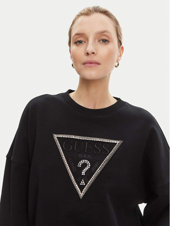 Guess Guess Μπλούζα W5YQ04 KC8I0 Μαύρο Regular Fit