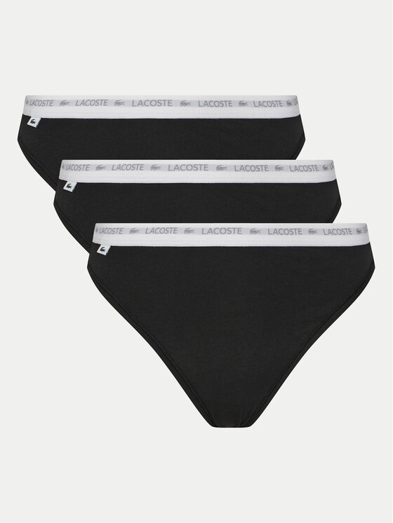 Lacoste Lacoste Sada 3 kusů string kalhotek 8F1341 Černá