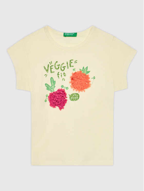 United Colors Of Benetton Tricou 3I1XG101W Bej Regular Fit