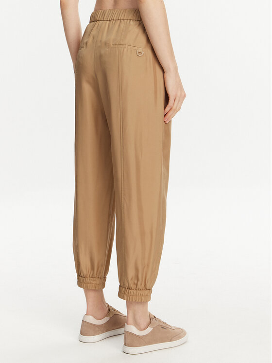 Marella Marella Medžiaginės kelnės Abetaia 2513131095 Smėlio Relaxed Fit