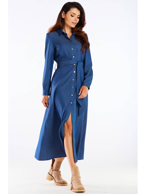 Awama Awama Letné šaty A451 Modrá Basic Fit