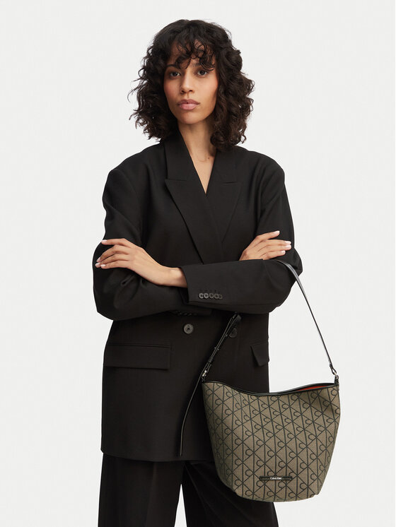 Calvin Klein Geantă Emblem Aop Jacquard Tote W/Pouch LV04F3535G Kaki