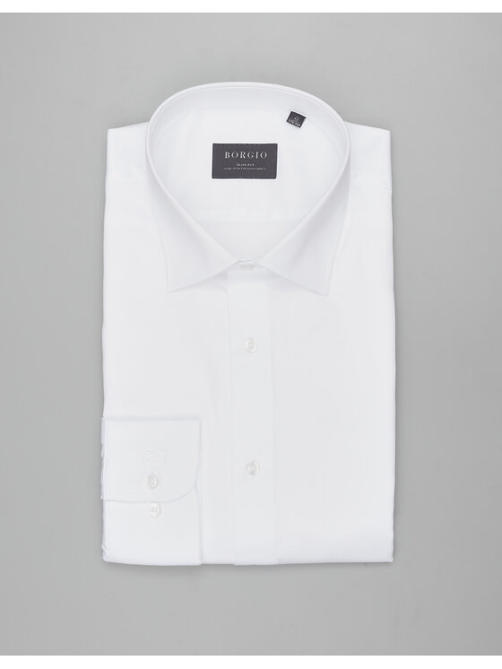 Borgio Borgio Koszula manziana Biały Slim Fit