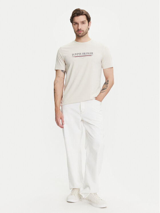 Tommy Hilfiger Tommy Hilfiger Tricou Brand Love MW0MW40324 Bej Regular Fit