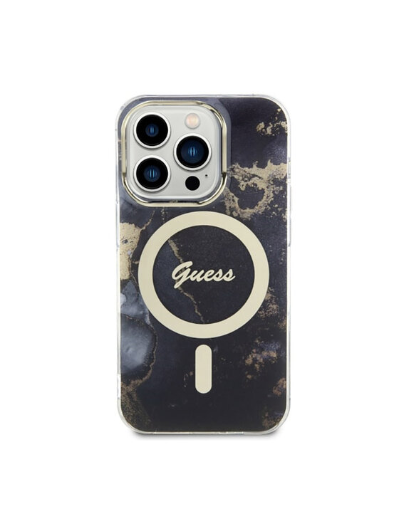 Guess Guess Etui na telefon olden Marble MagSafe Czarny