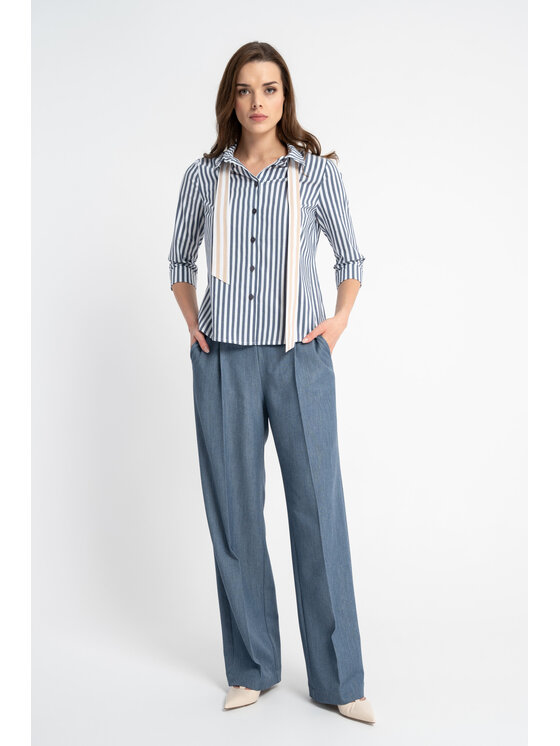 CLICK CLICK Kalhoty z materiálu 30-403 Modrá Regular Fit
