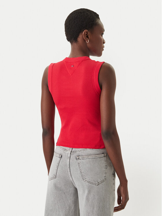 Tommy Jeans Tommy Jeans Top DW0DW22577 Czerwony Slim Fit