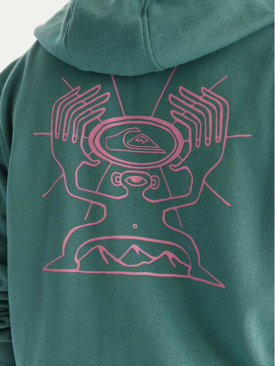 Quiksilver Quiksilver Суитшърт Graphic Hood Zip EQYFT05133 Зелен Regular Fit