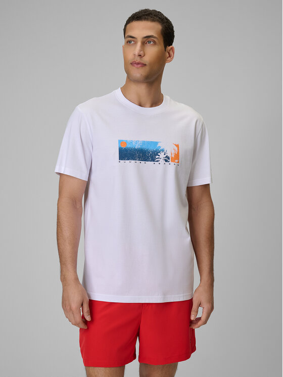 4F 4F T-Shirt BEACHWEAR Biały Regular Fit