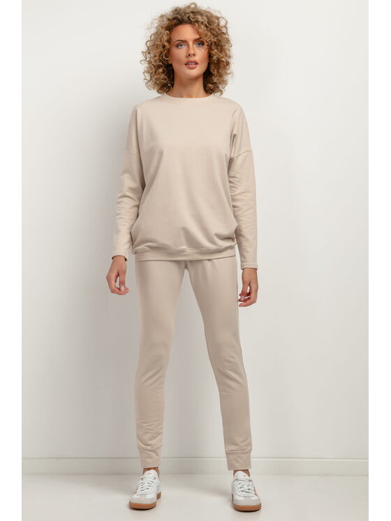 Tessita Tessita Bluza T381 Beżowy Straight Fit