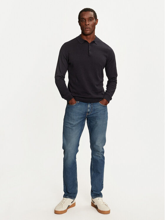 Brave Soul Brave Soul Sweter MK-273PLACKETC Granatowy Regular Fit