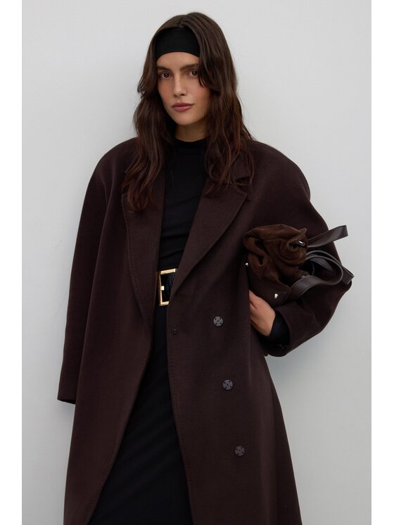 Estro Estro Μάλλινο παλτό ER00117064 Καφέ Loose Fit