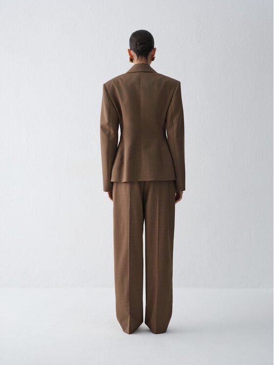 La Mania La Mania Marynarka SEVAN Brązowy Slim Fit