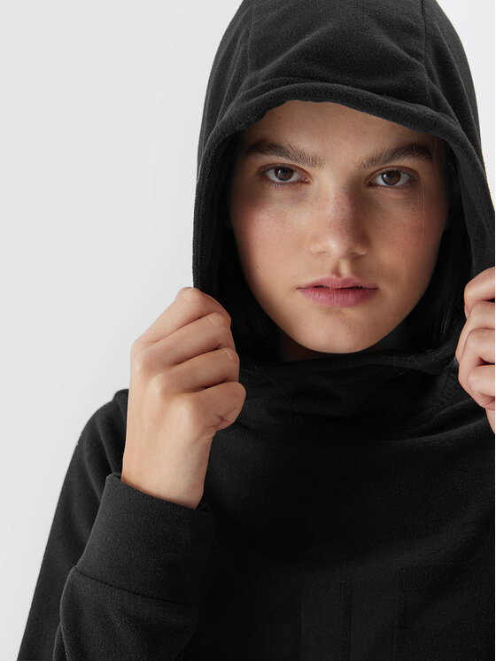 4F 4F Fleecová mikina 4FAW23TFLEF148 Čierna Regular Fit