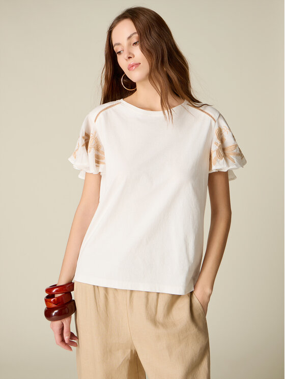 Oltre Oltre T-shirt G090J004544N011 Bianco Regular Fit
