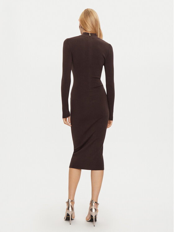 MICHAEL Michael Kors MICHAEL Michael Kors Pletena obleka MF482Q14VR Rjava Slim Fit