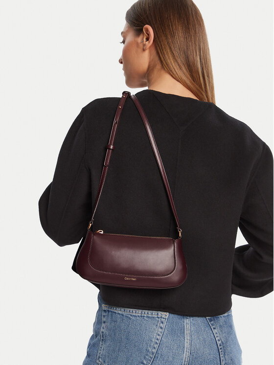 Calvin Klein Torebka Hardware Zip Crossbody LV04F1046G Bordowy