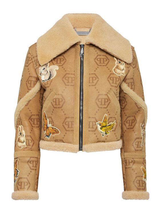 PHILIPP PLEIN PHILIPP PLEIN Kožená bunda 26387 Béžová