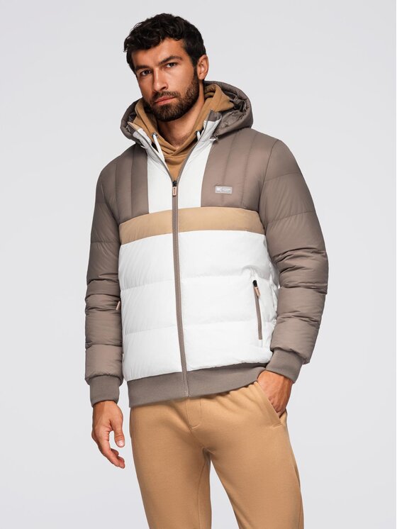 Ombre Ombre Kurtka przejściowa OM-JALP-0296 Brązowy Regular Fit