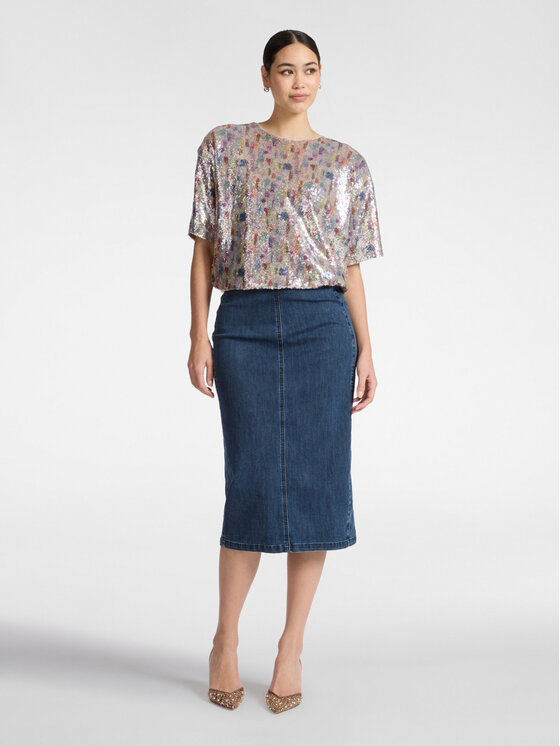 Elena Mirò Elena Mirò Spódnica midi 1407Z000071N034 Niebieski Regular Fit