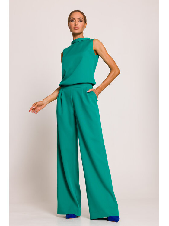Made of Emotion Made of Emotion Kombinezon M382 Zielony Wide Leg