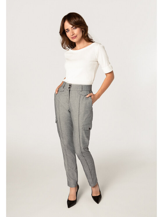 QUIOSQUE QUIOSQUE Dámské kalhoty 3TR001 Šedá Regular Fit