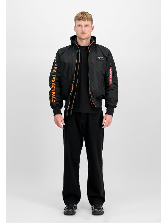Alpha Industries Alpha Industries Kurtka bomber MA-1 D-Tec Sleeve Embroidery Bomber Jacket Czarny Slim Fit