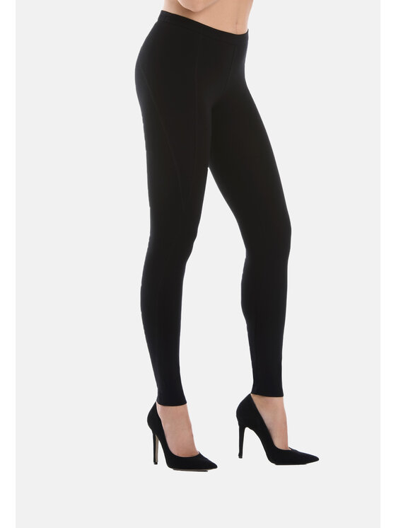 Teyli Teyli Legginsy sportowe bawełniane Push Up Czarny Regular Fit