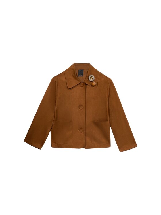 Oltre Oltre Giacca in similpelle R362R002244N022 Marrone Boxy Fit