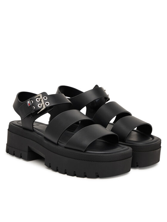 Tommy Jeans Tommy Jeans Sandale Tjw Straps Leather Max Sandal EN0EN02944 Negru