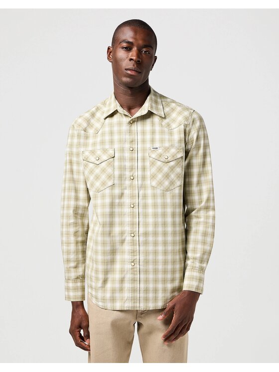Wrangler Wrangler Koszula Western Shirt Zielony Regular Fit
