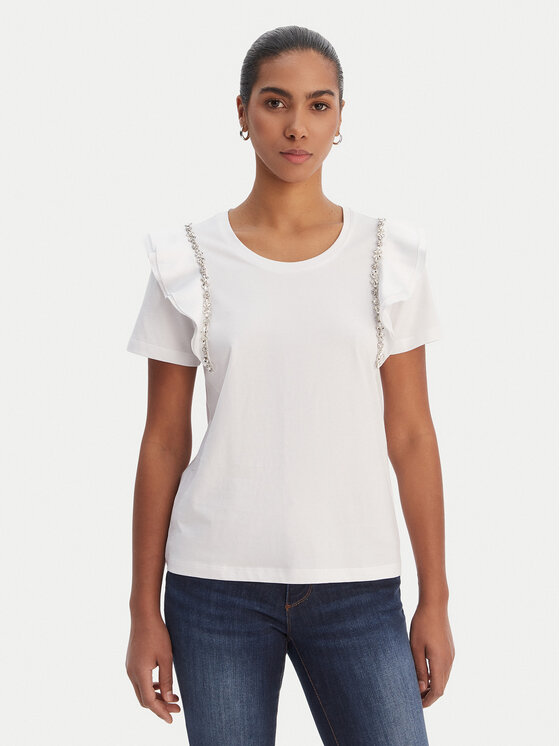 Fracomina Fracomina Μπλουζάκι FR26ST3039J40001 Εκρού Regular Fit