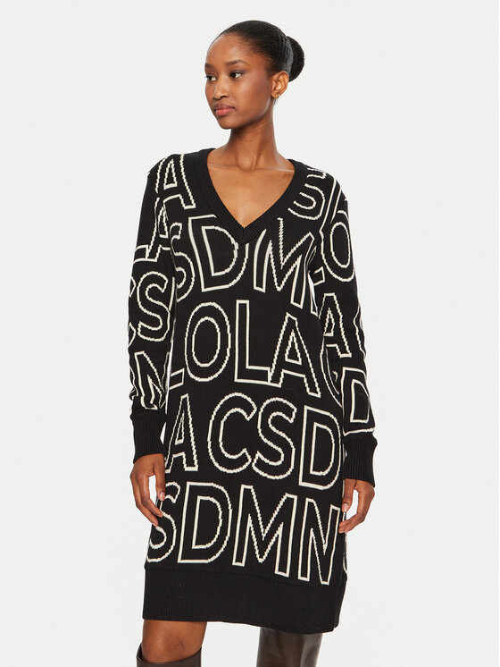 LOLA CASADEMUNT lola_casademunt Kootud kleit LF2416004 Must Regular Fit
